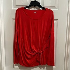 Lands' End Women's Scarlet Long Sleeve Tee with Tie Detail